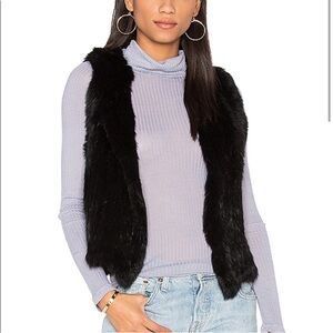 525 America Luxe 100% Rabbit Fur Mob Wife Black Vest Size S